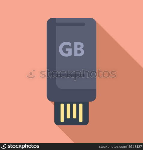 Speed usb disk icon flat vector. Solid state disk. Database server megabyte. Speed usb disk icon flat vector. Solid state disk