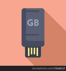 Speed usb disk icon flat vector. Solid state disk. Database server megabyte. Speed usb disk icon flat vector. Solid state disk