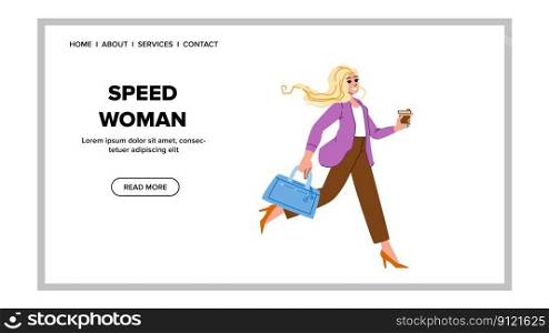 speed woman vector. female girl, happy young fast, internet energy, sport hair, fun speed woman web flat cartoon illustration. speed woman vector