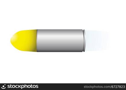 Speeding metal bullet with gold tip and heat tail