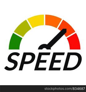 Speedometer design logo. Flat illustration of speedometer design vector logo for web design. Speedometer design logo, flat style