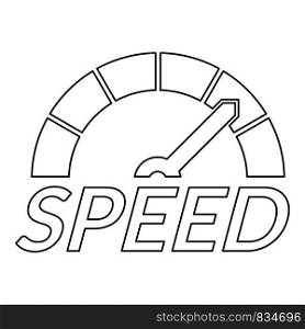 Speedometer design logo. Outline speedometer design vector logo for web design isolated on white background. Speedometer design logo, outline style