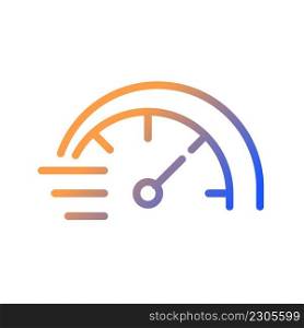 Speedometer gradient linear vector icon. Miles per hour. Speed control of vehicle. Acceleration indicator. Thin line color symbol. Modern style pictogram. Vector isolated outline drawing. Speedometer gradient linear vector icon