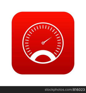 Speedometer icon digital red for any design isolated on white vector illustration. Speedometer icon digital red