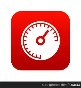 Speedometer icon digital red for any design isolated on white vector illustration. Speedometer icon digital red
