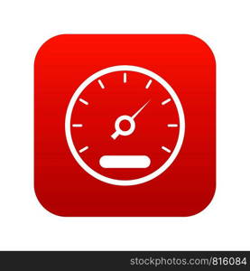 Speedometer icon digital red for any design isolated on white vector illustration. Speedometer icon digital red