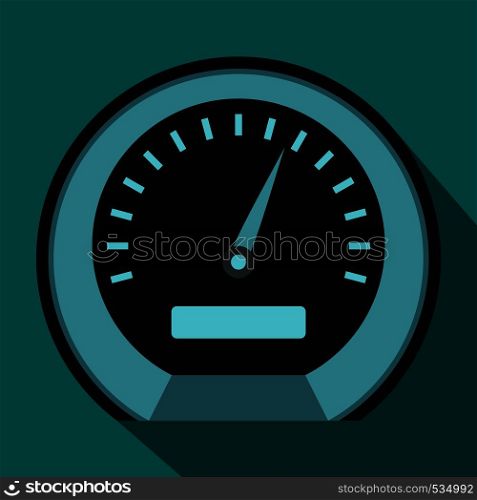 Speedometer icon in flat style on a blue background. Speedometer icon in flat style