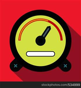 Speedometer icon in flat style on a pink background. Speedometer icon in flat style