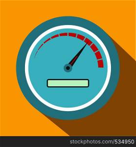 Speedometer icon in flat style on a yellow background. Speedometer icon in flat style