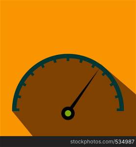 Speedometer icon in flat style on a yellow background. Speedometer icon in flat style