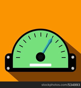 Speedometer icon in flat style on a yellow background. Speedometer icon in flat style