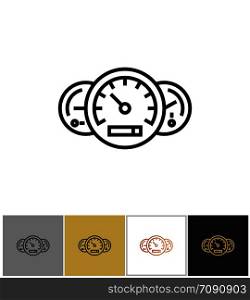 Speedometer icon, odometer and fuel full signs on white and black backgrounds. Vector illustration. Speedometer icon, odometer and fuel full signs