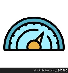 Speedometer icon. Outline speedometer vector icon color flat isolated. Speedometer icon color outline vector