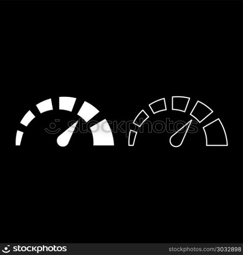 Speedometer icon set white color vector illustration flat style simple image outline