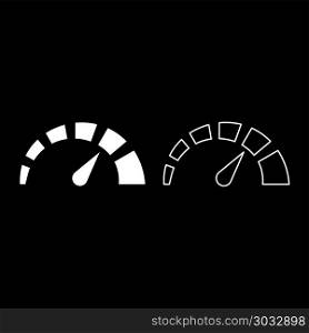 Speedometer icon set white color vector illustration flat style simple image outline