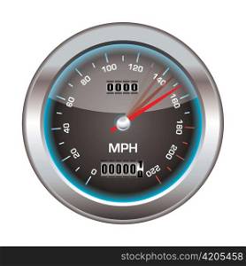 Speedometer icon with silver bevel and light reflection