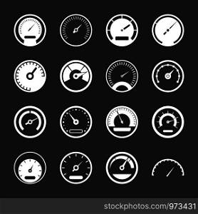 Speedometer icons set vector white isolated on grey background . Speedometer icons set grey vector