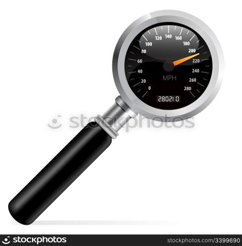 Speedometer in magnifier vector illustration