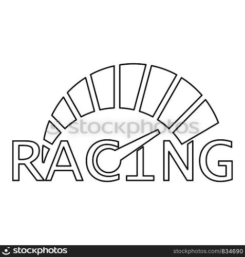 Speedometer logo. Outline speedometer vector logo for web design isolated on white background. Speedometer logo, outline style