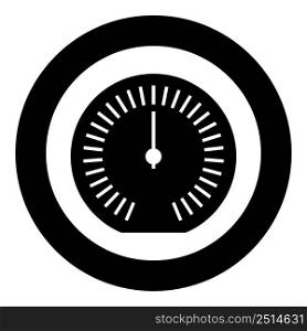 Speedometer odometer speed counter meter icon in circle round black color vector illustration image solid outline style simple. Speedometer odometer speed counter meter icon in circle round black color vector illustration image solid outline style