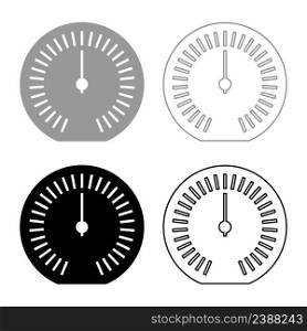 Speedometer odometer speed counter meter set icon grey black color vector illustration image simple solid fill outline contour line thin flat style. Speedometer odometer speed counter meter set icon grey black color vector illustration image solid fill outline contour line thin flat style