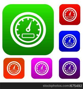 Speedometer set icon in different colors isolated vector illustration. Premium collection. Speedometer set collection