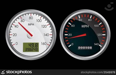 speedometers on black background