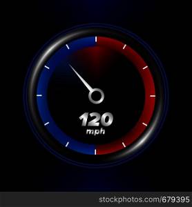 speedometr with black background and colored display. speedometr with black background