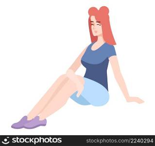 Spending time alone semi flat RGB color vector illustration. Cheerful young woman laughing isolated cartoon character on white background. Spending time alone semi flat RGB color vector illustration