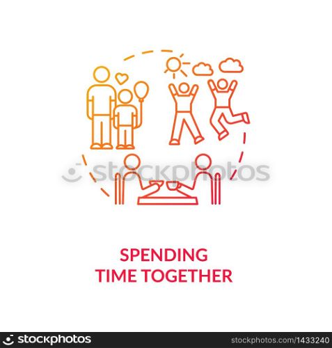 Spending time together concept icon. Family and friends recreation idea thin line illustration. Parents and children activity. Vector isolated outline RGB color drawing. Spending time together concept icon