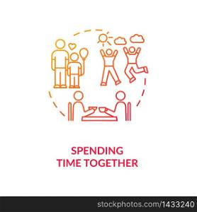 Spending time together concept icon. Family and friends recreation idea thin line illustration. Parents and children activity. Vector isolated outline RGB color drawing. Spending time together concept icon