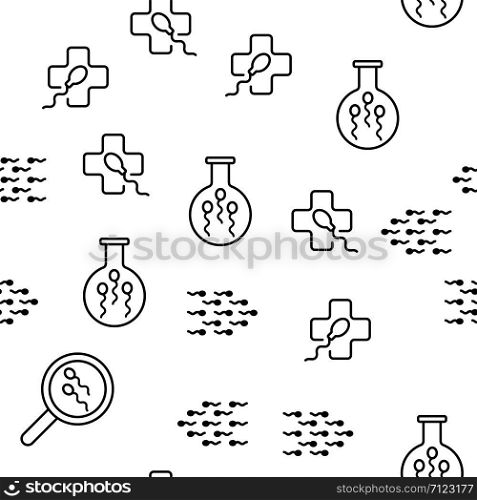 Sperm Cells Vector Seamless Pattern Thin Line Illustration. Sperm Cells Vector Seamless Pattern
