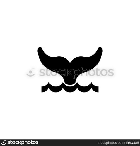 Sperm Whale Tail in Water Wave, Wildlife. Flat Vector Icon illustration. Simple black symbol on white background. Sperm Whale Tail in Water Wave sign design template for web and mobile UI element. Sperm Whale Tail in Water Wave, Wildlife. Flat Vector Icon illustration. Simple black symbol on white background. Sperm Whale Tail in Water Wave sign design template for web and mobile UI element.