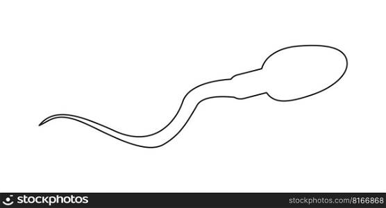 Spermatozoa icon. Human sperm cell in outline style. Male fertility, semen test, spermatozoon analysis concept. Vector graphic illustration.. Spermatozoa icon. Human sperm cell in outline style. Men fertility, semen test, spermatozoon analysis concept. Vector graphic illustration