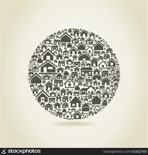 Sphere made of houses. A vector illustration