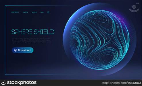 Sphere shield protect in abstract style. Virus protection bubble. Blue abstract antiviral futuristic technology background. 3d blue energy ball barrier illustration virus concept.. Sphere shield protect in abstract style. Virus protection bubble. Blue abstract antiviral futuristic technology background. 3d blue energy ball barrier illustration.