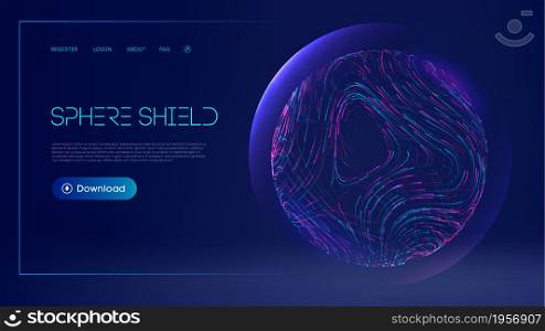 Sphere shield protect in abstract style. Virus protection bubble. Blue abstract antiviral futuristic technology background. 3d blue energy ball barrier illustration virus concept.. Sphere shield protect in abstract style. Virus protection bubble. Blue abstract antiviral futuristic technology background. 3d blue energy ball barrier illustration.