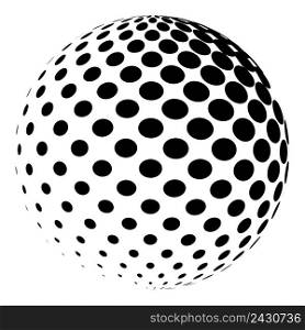 Sphere with a halftone pattern. Dotted orb design element isolated on white. vector 3D logo
