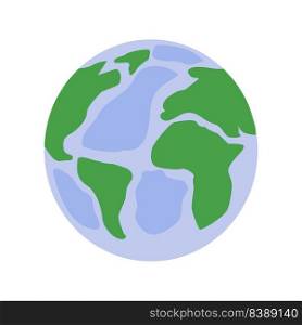 Spherical earth map semi flat color vector object. Full sized item on white. Interactive visualization of planet. Simple cartoon style illustration for web graphic design and animation. Spherical earth map semi flat color vector object