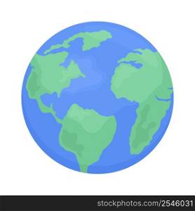 Spherical Earth model semi flat color vector object. 3D visualisation of planet. Full sized item on white. Celestial body. Simple cartoon style illustration for web graphic design and animation. Spherical Earth model semi flat color vector object