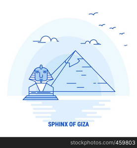 SPHINX OF GIZA Blue Landmark. Creative background and Poster Template