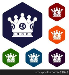 Spica icons set hexagon isolated vector illustration. Spica icons set hexagon