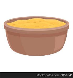 Spice bowl icon cartoon vector. Powder food. Flavor pepper. Spice bowl icon cartoon vector. Powder food