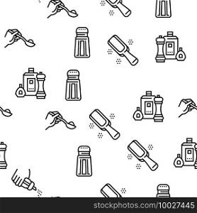 Spice Condiment Herb Vector Seamless Pattern Thin Line Illustration. Spice Condiment Herb Vector Seamless Pattern