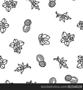 spice food herb leaf vector seamless pattern thin line illustration. spice food herb leaf vector seamless pattern