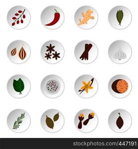 Spice icons set in flat style isolated vector icons set illustration. Spice icons set in flat style