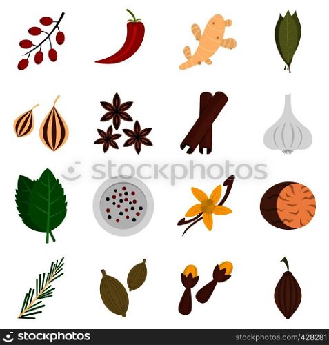 Spice icons set in flat style isolated vector illustration. Spice icons set in flat style