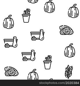 Spice Vegetable Food Vector Seamless Pattern Thin Line Illustration. Spice Vegetable Food Vector Seamless Pattern