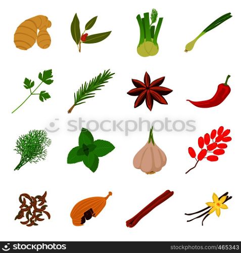 Spices craft icons set. Cartoon illustration of 16 spices vector icons for web. Spices icons set, cartoon style