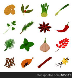 Spices craft icons set. Cartoon illustration of 16 spices vector icons for web. Spices icons set, cartoon style